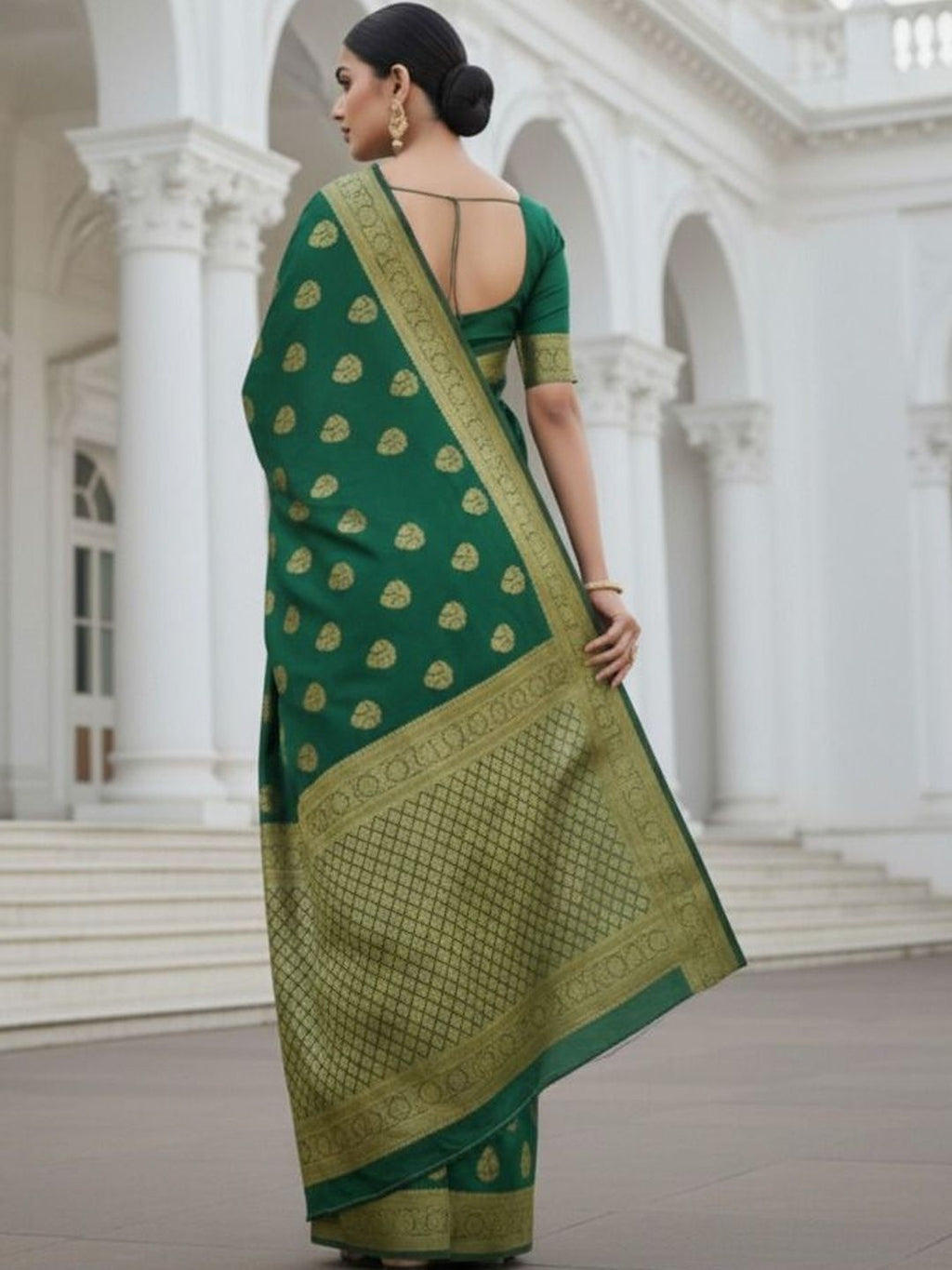 Dhimhi Women's Woven Design Zari Art Silk Banarasi Saree With Unstitched Blouse