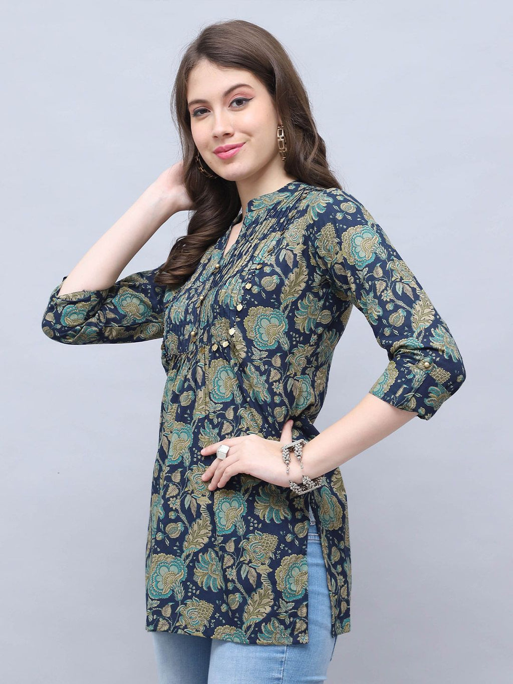 Women Floral Printed Kalamkari Festive Cotton A-Line Kurta