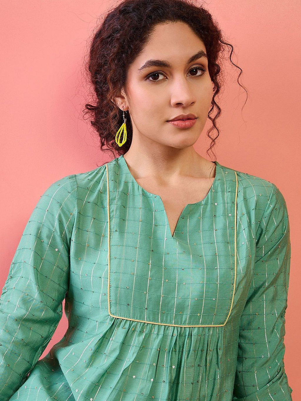 Dhimhi Women's Checked Sequin Tunic