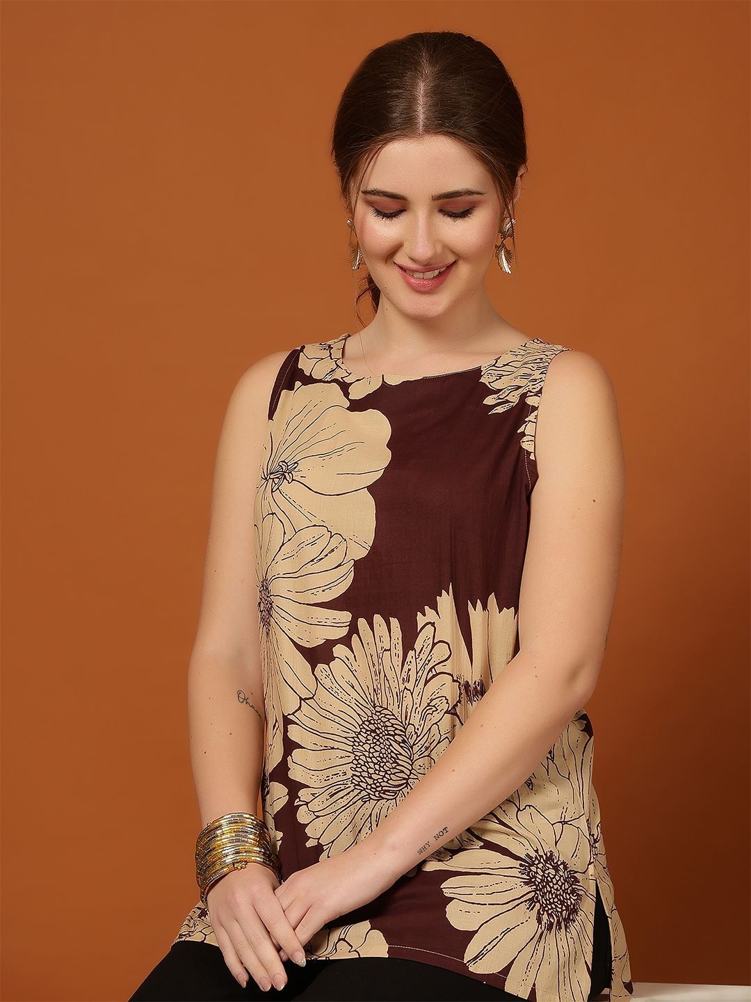 Dhimhi Women's Floral Printed Cotton Top