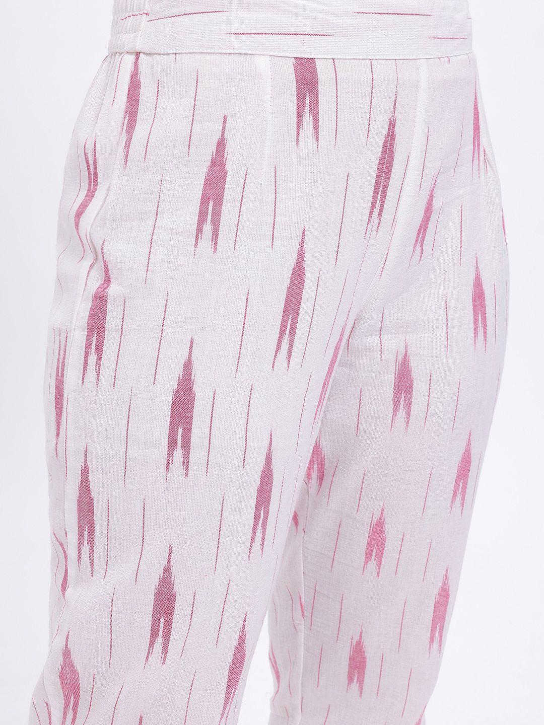 Dhimhi Women's Ikat Print Pure Cotton Straight Kurta with Trousers & Dupatta