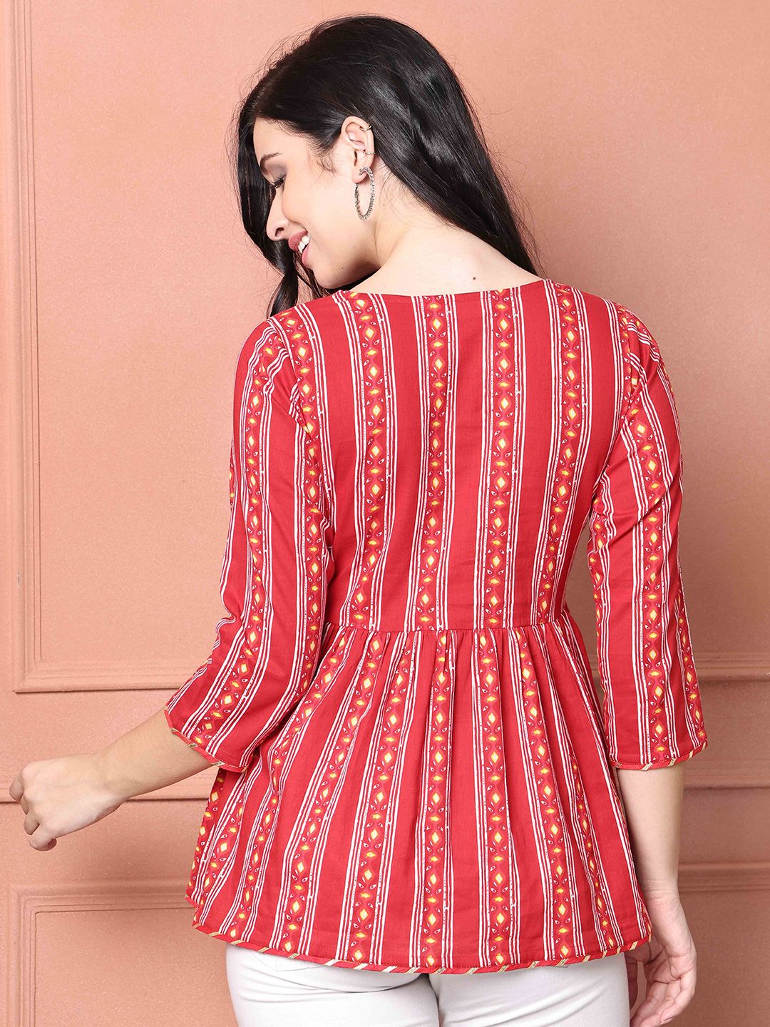 Dhimhi Women's Striped Cotton Empire Top