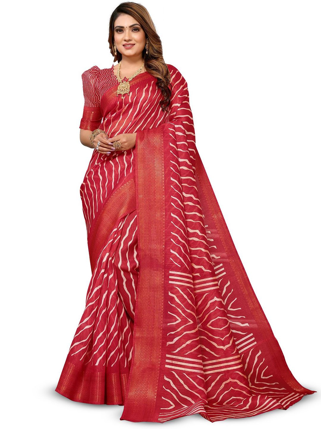 Dhimhi Women's Leheriya Zari Saree