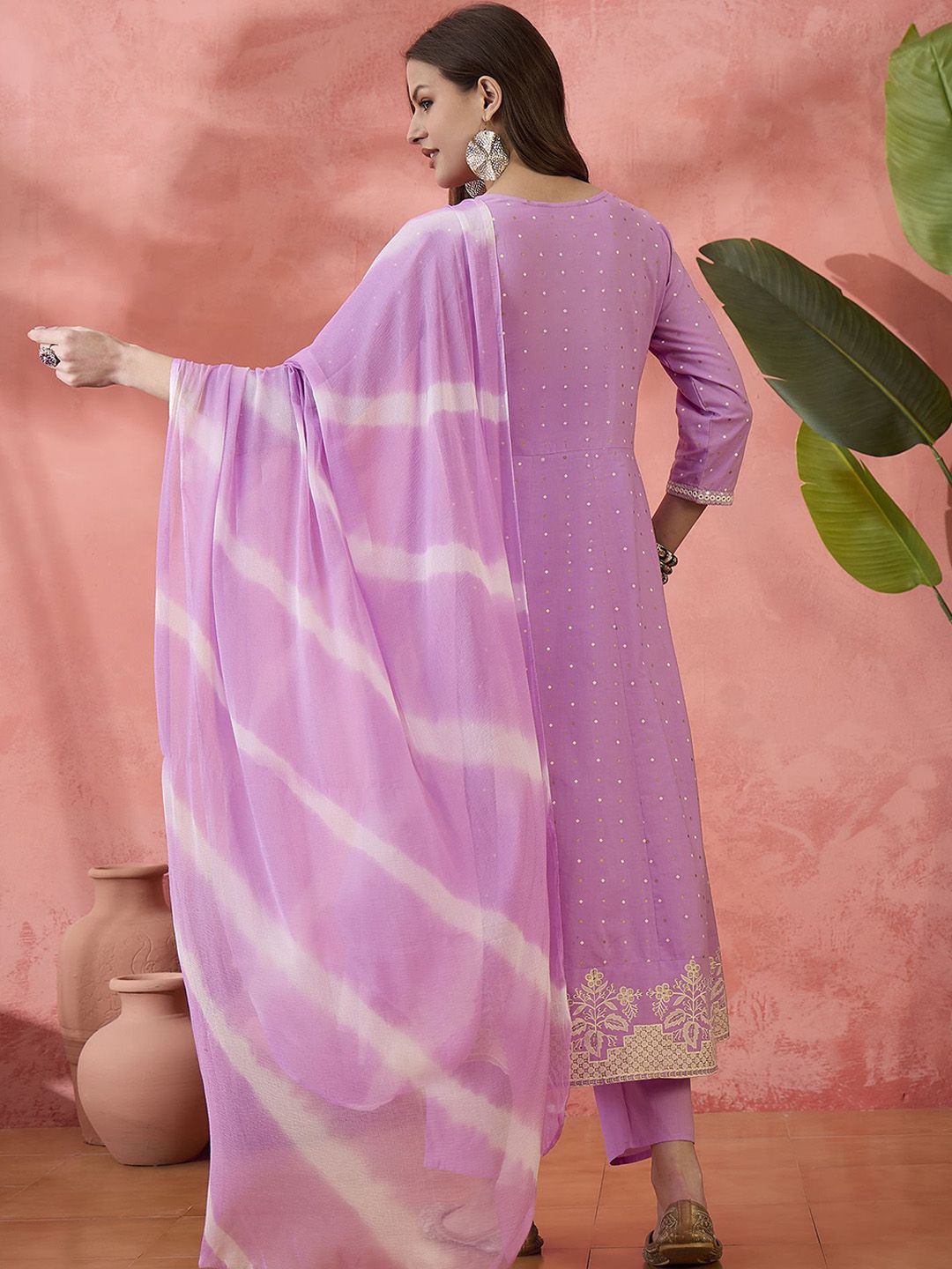 Dhimhi Women Abstract Embroidered Kurta with Trousers & Dupatta