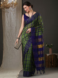 Dhimhi Women's Checked Saree with Blouse Piece