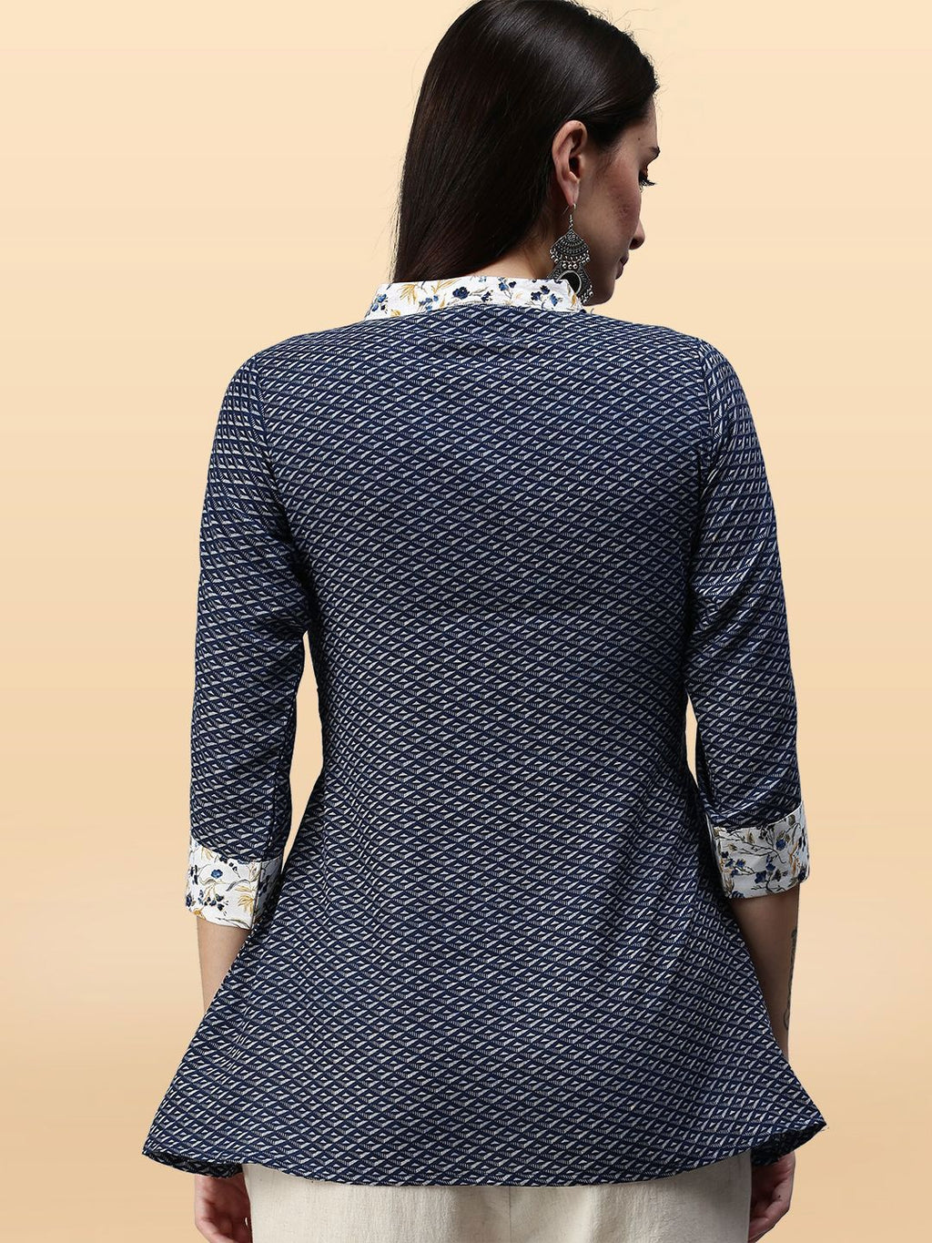 Dhimhi Women's Printed Mandarin Collar Tunics