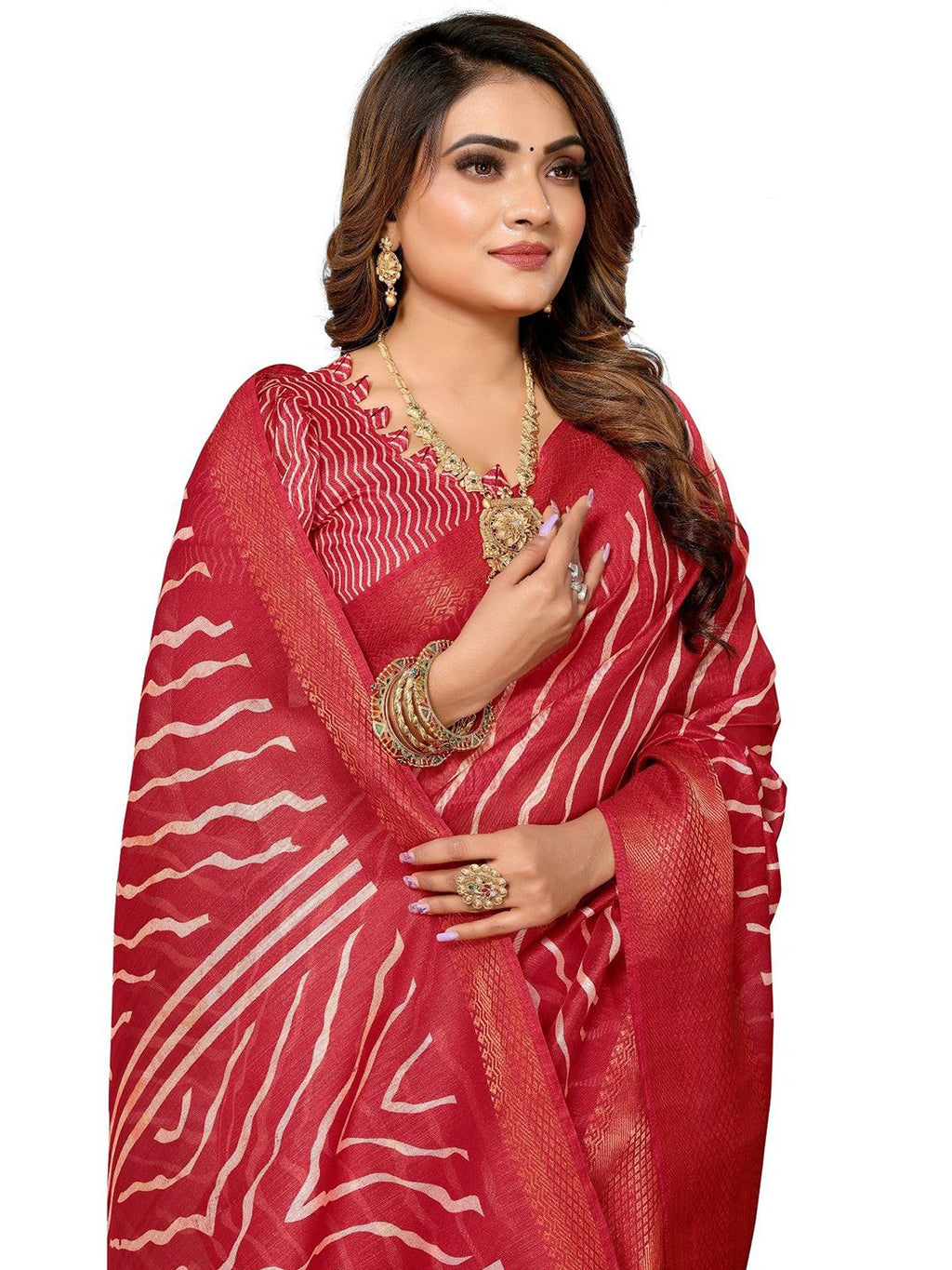 Dhimhi Women's Leheriya Zari Saree