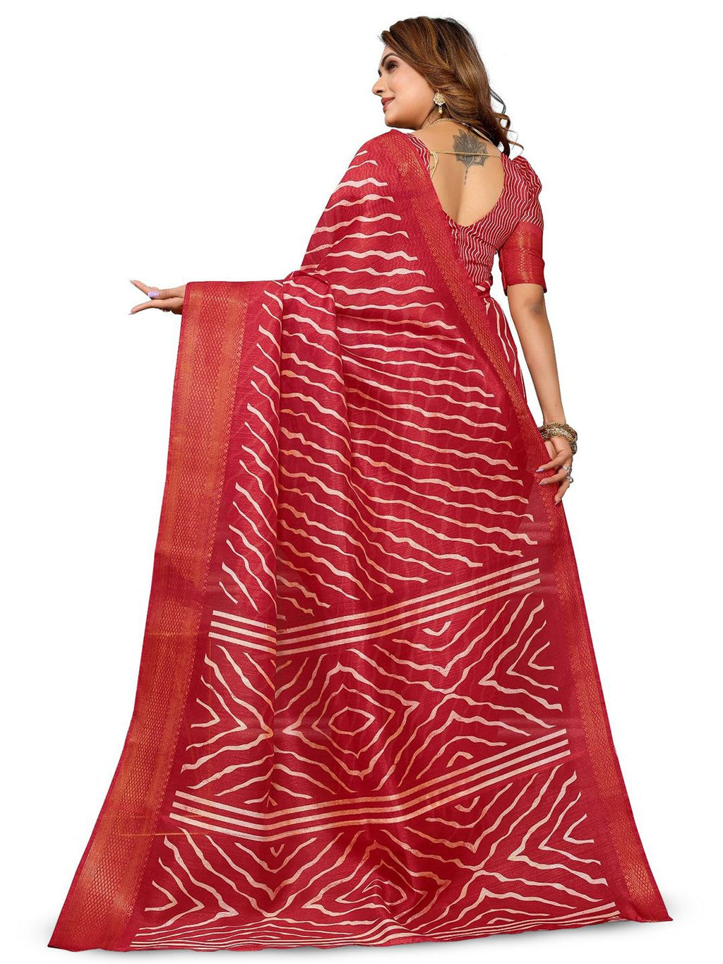 Dhimhi Women's Leheriya Zari Saree
