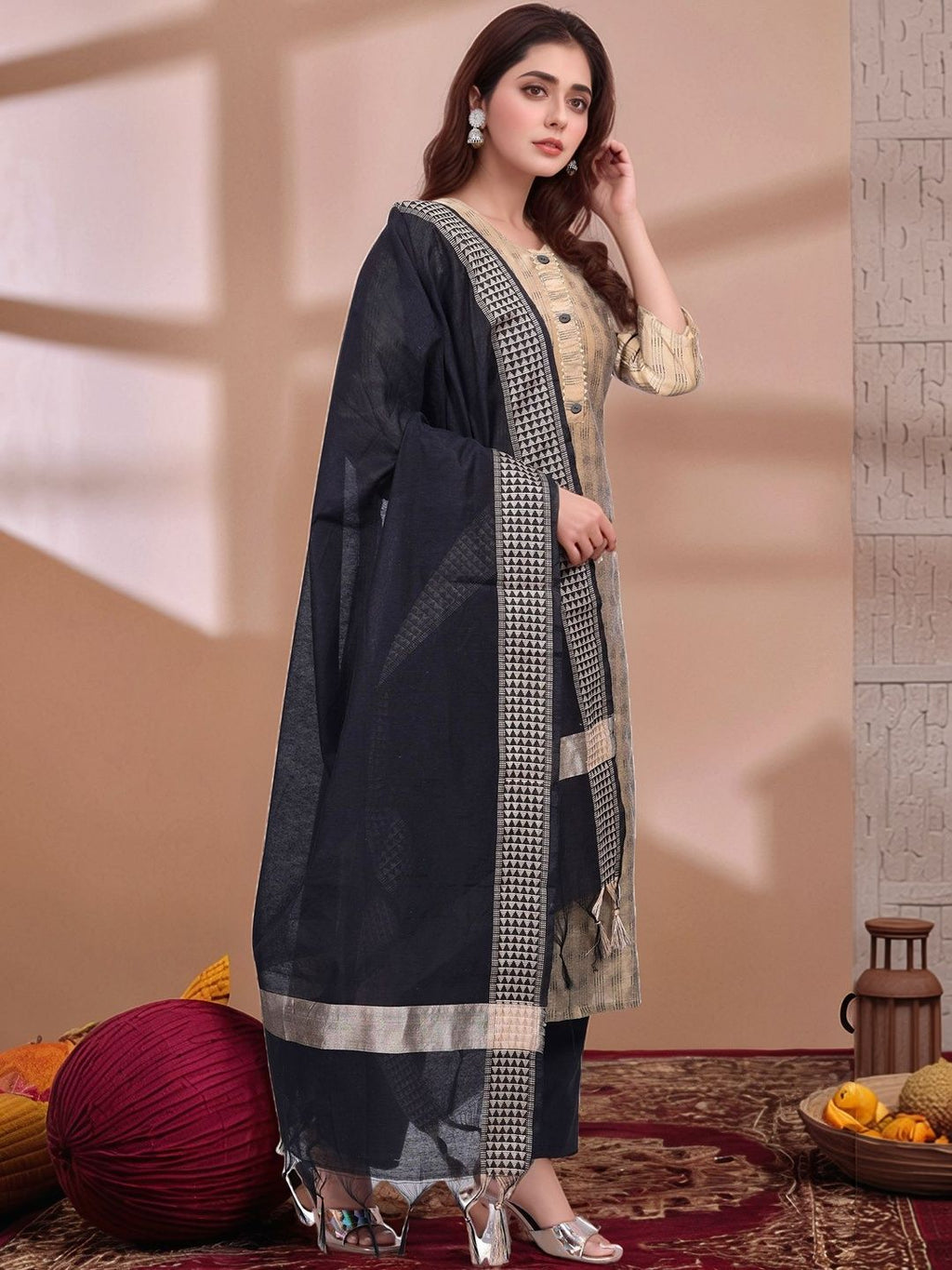 Dhimhi Women's Printed Regular Kurta with Trousers & With Dupatta