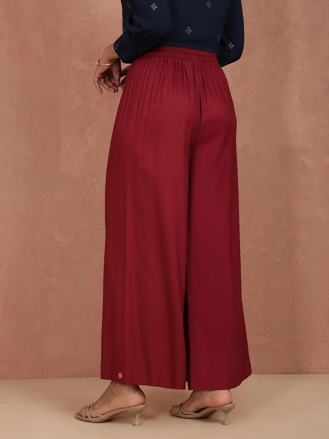 Dhimhi Women's Maroon Wide Leg Palazzos