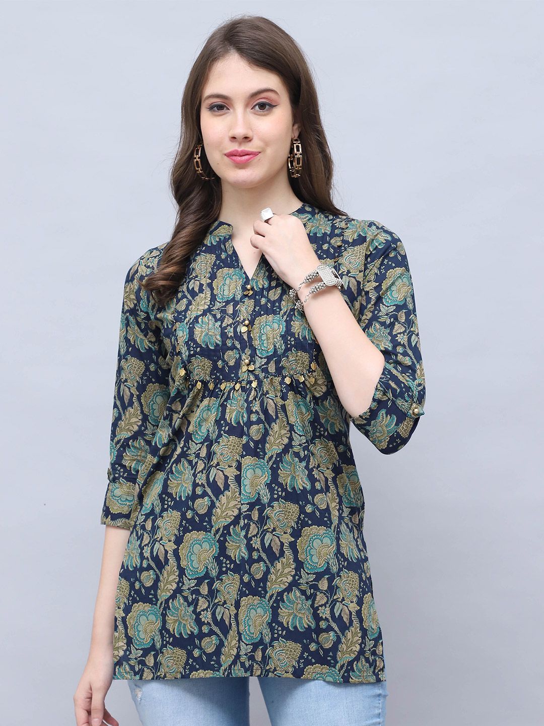 Women Floral Printed Kalamkari Festive Cotton A-Line Kurta