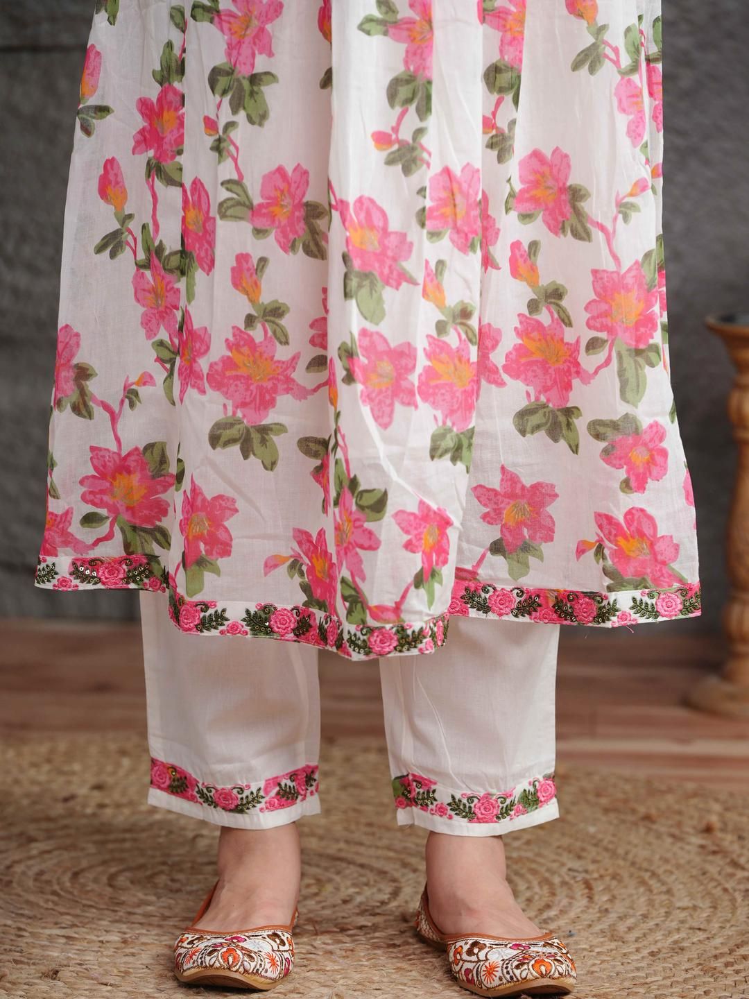 Dhimhi Women Anarkali Kurta & Angarkha Pattern & Embroidery Work Kurta Trousers & Dupatta