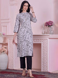 Women Floral Printed Thread Work Kurta