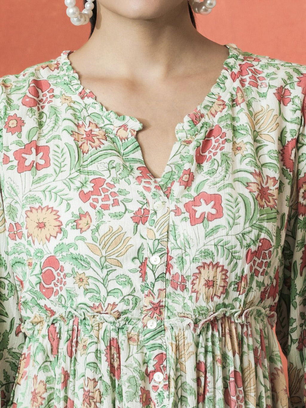 Dhimhi Women's Floral Printed A-Line Ethnic Dress