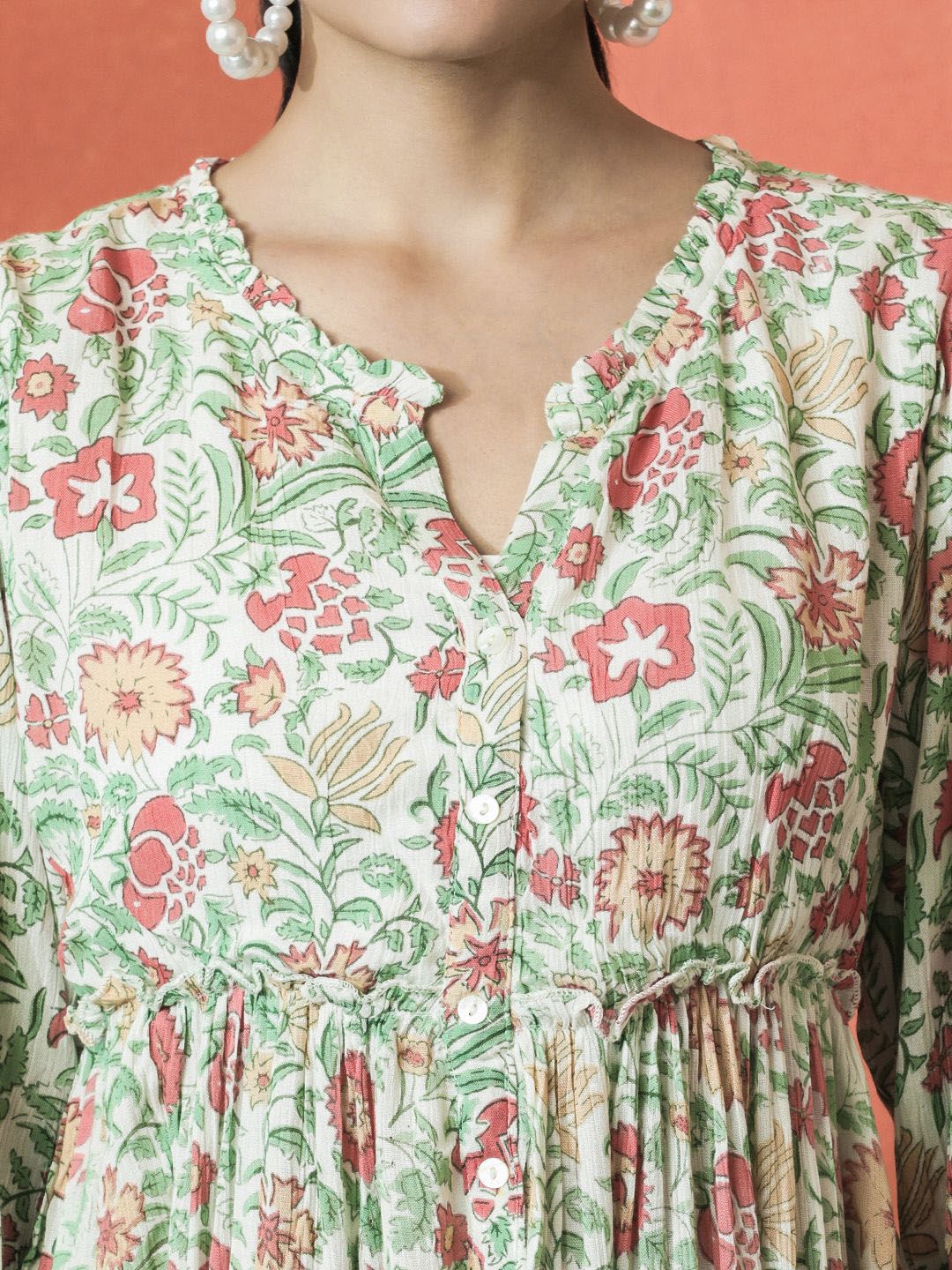 Dhimhi Women's Floral Printed A-Line Ethnic Dress