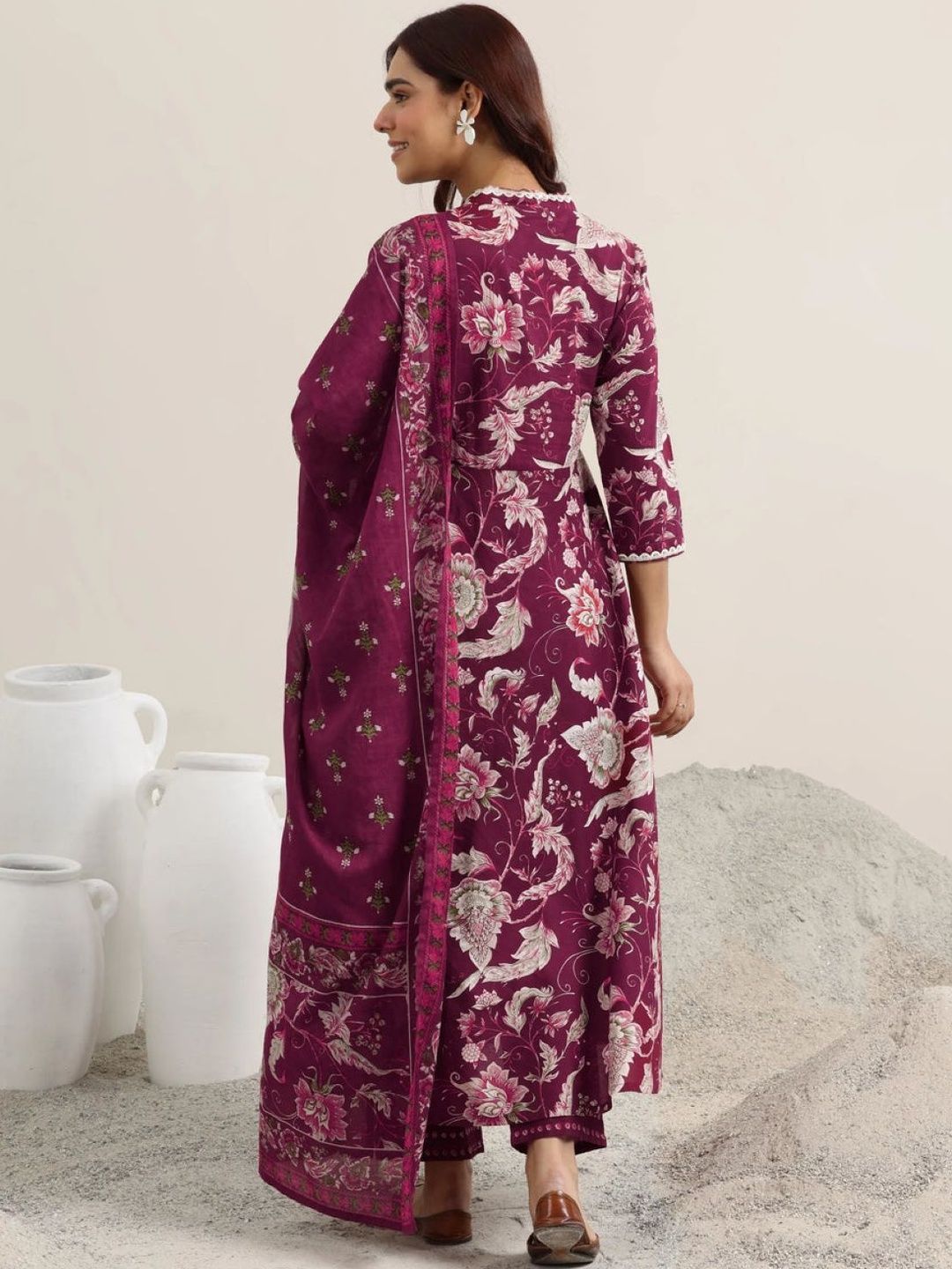 Dhimhi Women's Floral Printed Palazzos & With Dupatta