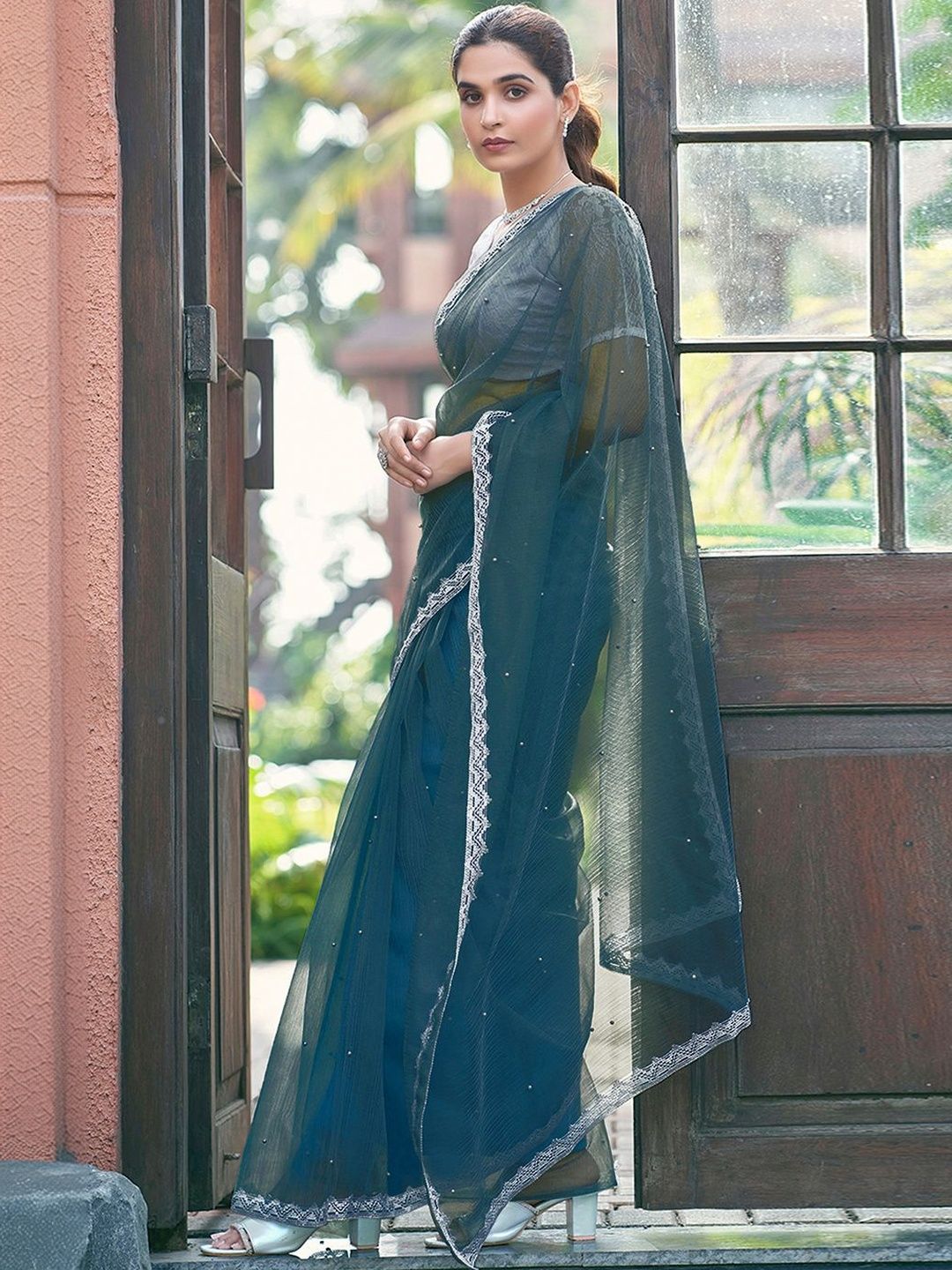 Dhimhi Women's Embellished Supernet Saree